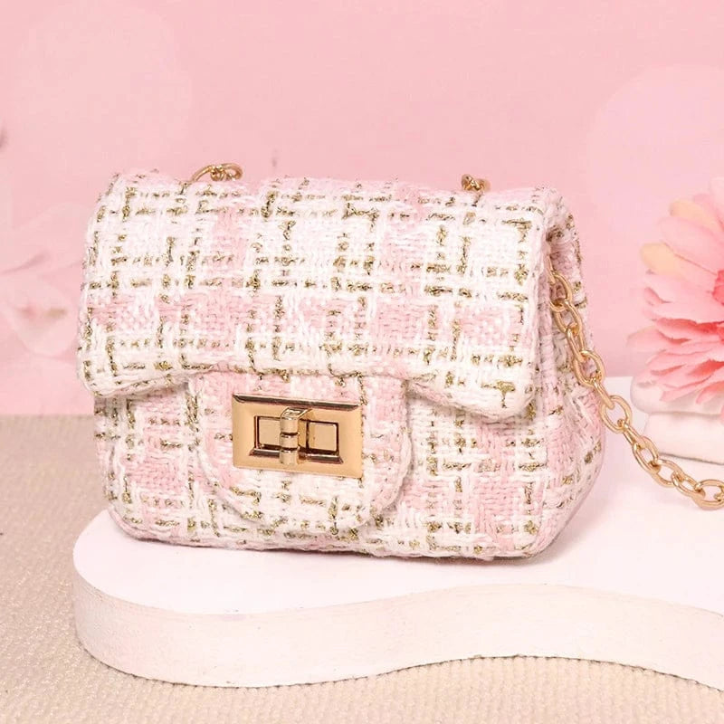 Luxury Famous Brands Designer Inspired Mini Small Classic Flap Tweed Chain Shoulder Crossbody Bags Women Handbags Kids Purses