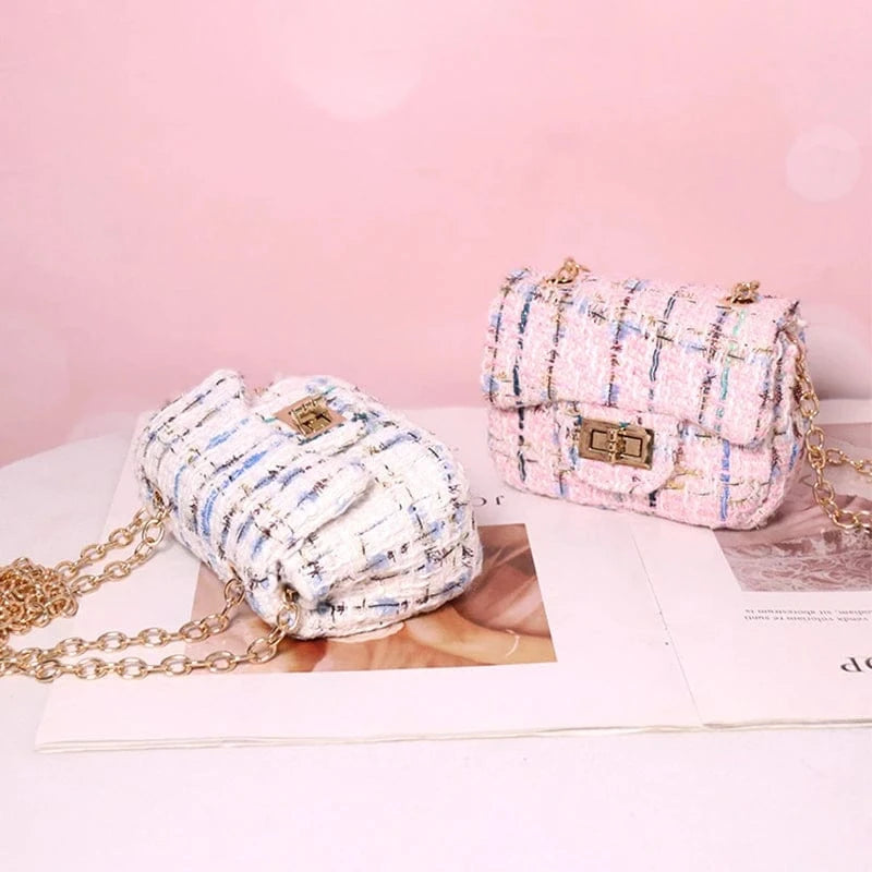 Luxury Famous Brands Designer Inspired Mini Small Classic Flap Tweed Chain Shoulder Crossbody Bags Women Handbags Kids Purses