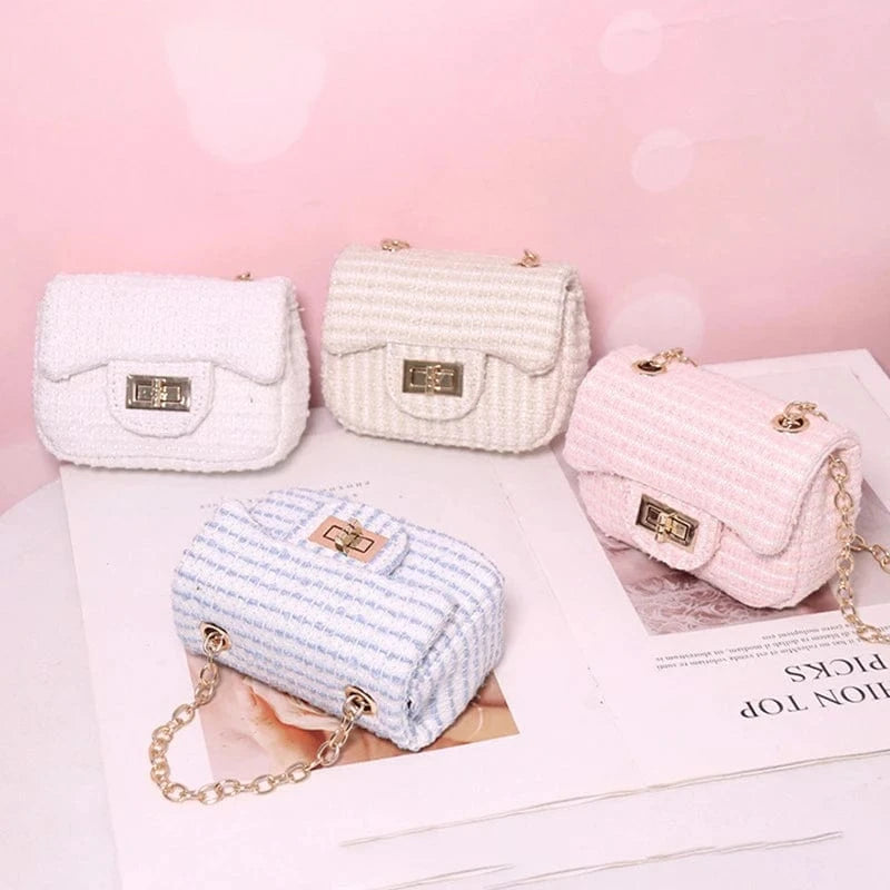 Luxury Famous Brands Designer Inspired Mini Small Classic Flap Tweed Chain Shoulder Crossbody Bags Women Handbags Kids Purses