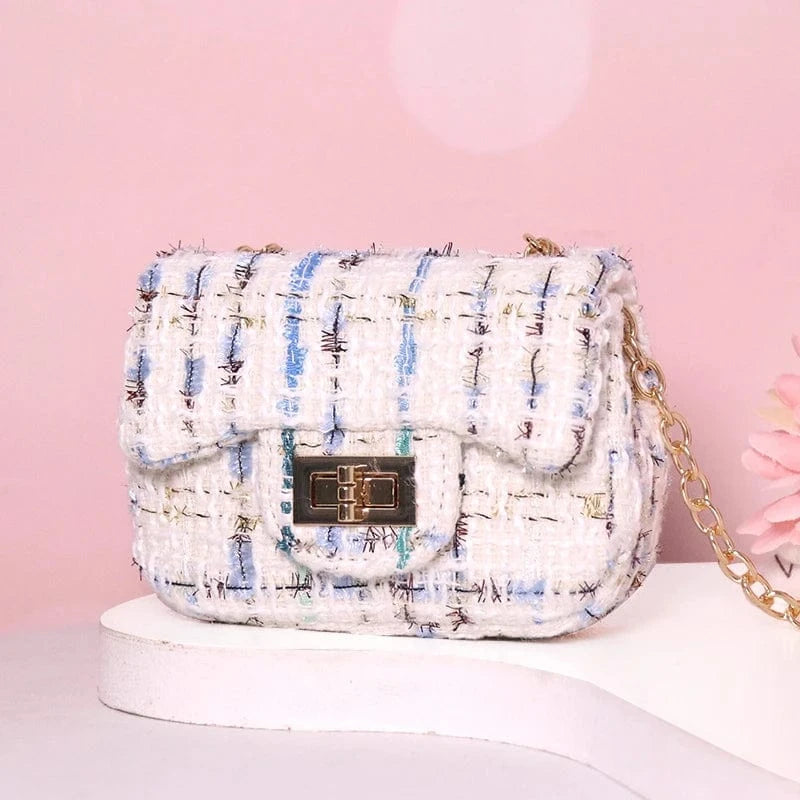 Luxury Famous Brands Designer Inspired Mini Small Classic Flap Tweed Chain Shoulder Crossbody Bags Women Handbags Kids Purses