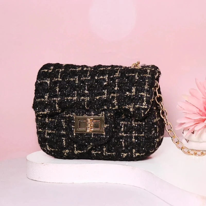 Luxury Famous Brands Designer Inspired Mini Small Classic Flap Tweed Chain Shoulder Crossbody Bags Women Handbags Kids Purses