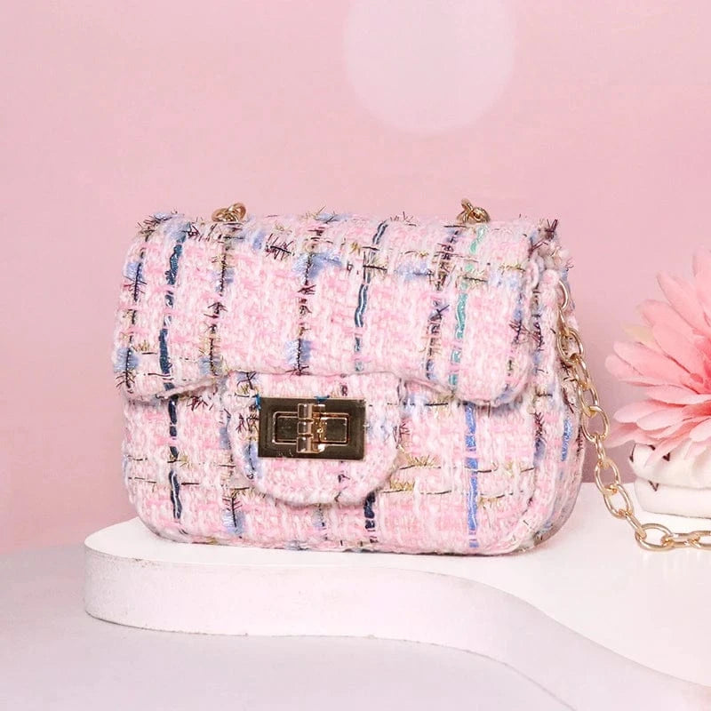 Luxury Famous Brands Designer Inspired Mini Small Classic Flap Tweed Chain Shoulder Crossbody Bags Women Handbags Kids Purses