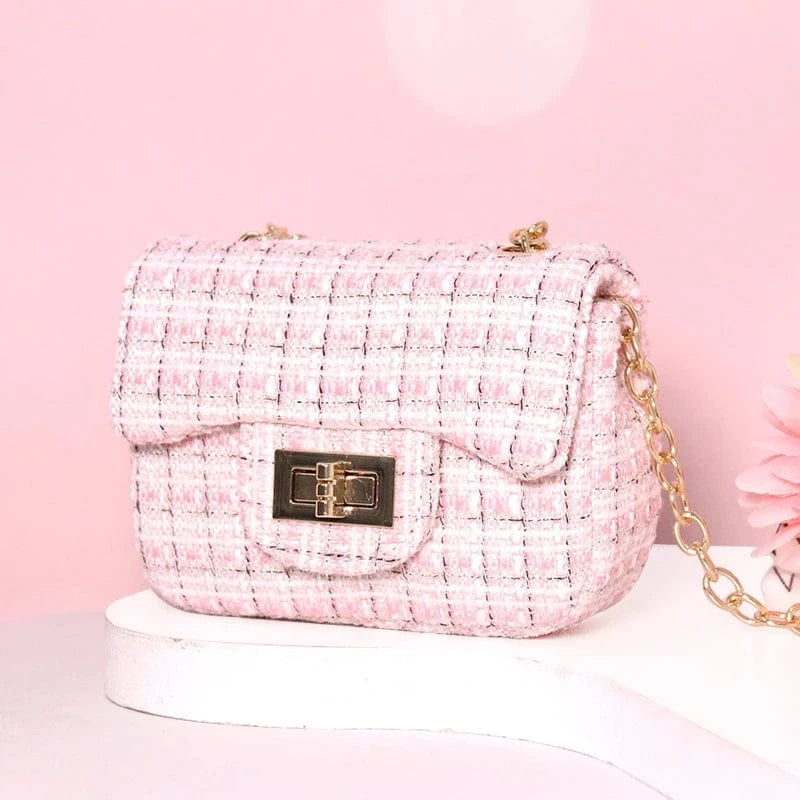Luxury Famous Brands Designer Inspired Mini Small Classic Flap Tweed Chain Shoulder Crossbody Bags Women Handbags Kids Purses