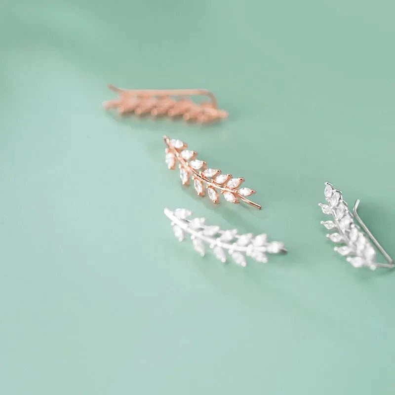Luxury Fashion Handmade 925 Sterling Silver Cubic Zircon Leaves Shape Drop Earrings For Girls Women Gifts