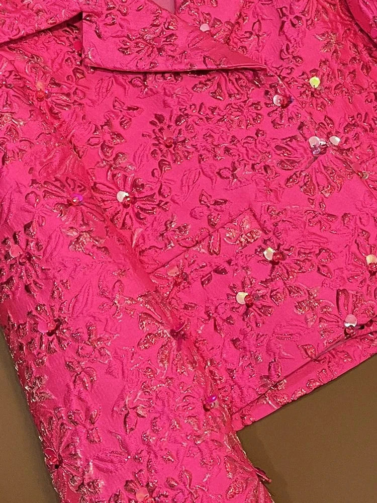 Luxury Fine Workmanship Jacquard Beading Lady Office Wear Long Sleeve Women Spring Stylish Short Blazer