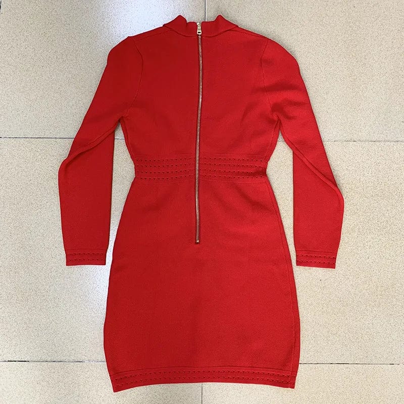 Luxury Fine Workmanship Rhinestone Beading V-neckline Long Sleeve Women Office Blazer Short Mini Slim Dress