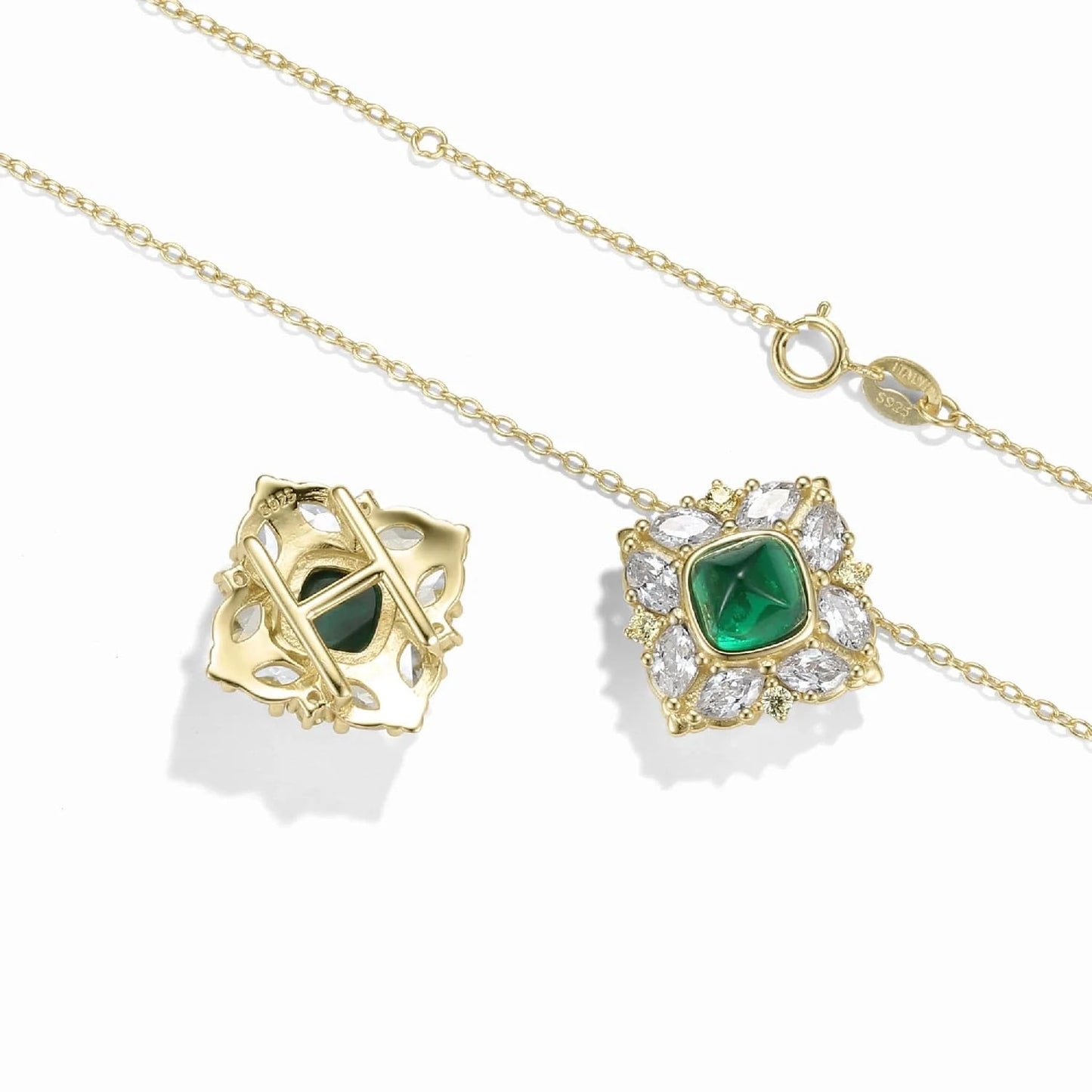 Luxury Geometric Crystal Lab Grown Diamond Necklace Genuine 925 Sterling Silver Pendant for Women Necklaces Jewelry Wedding Gift