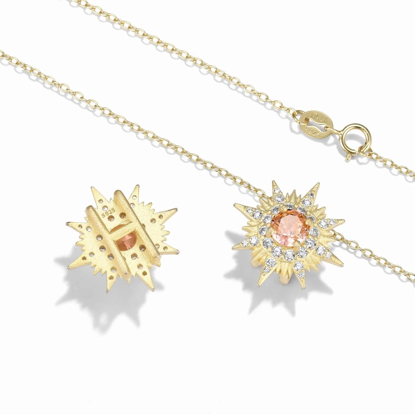 Luxury Geometric Crystal Lab Grown Diamond Necklace Genuine 925 Sterling Silver Pendant for Women Necklaces Jewelry Wedding Gift
