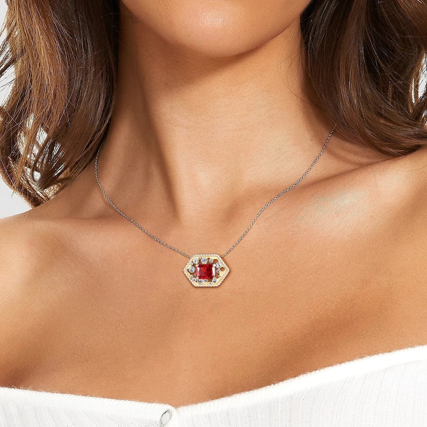 Luxury Geometric Lab Grown Diamond Necklace Genuine 925 Sterling Silver Heart Pendant for Women Necklaces Jewelry Wedding Gift