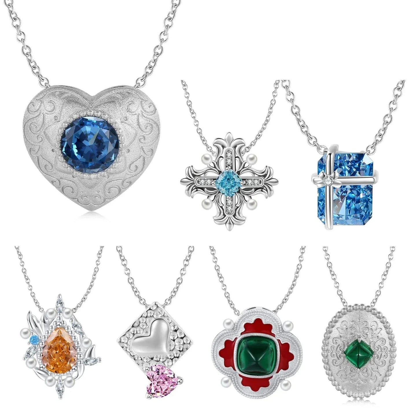 Luxury Geometric Lab Grown Diamond Necklace Genuine 925 Sterling Silver Heart Pendant for Women Necklaces Jewelry Wedding Gift