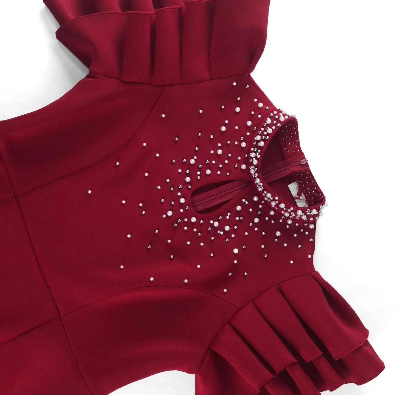 Luxury Party Dresses for Women O Neck Ruffles Sleeve Beaded Sheath Package Hips Ankle Length Elegant Birthday Dinner Vestidos