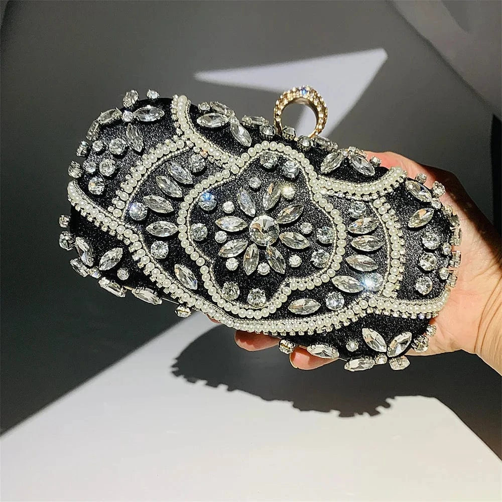 Luxury party elegant crystal handbag ladies bling purse diamond rhinestone envelope bag evening women's clutches