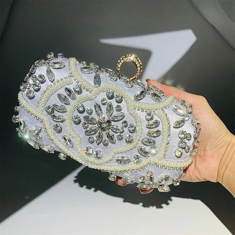 Luxury party elegant crystal handbag ladies bling purse diamond rhinestone envelope bag evening women's clutches