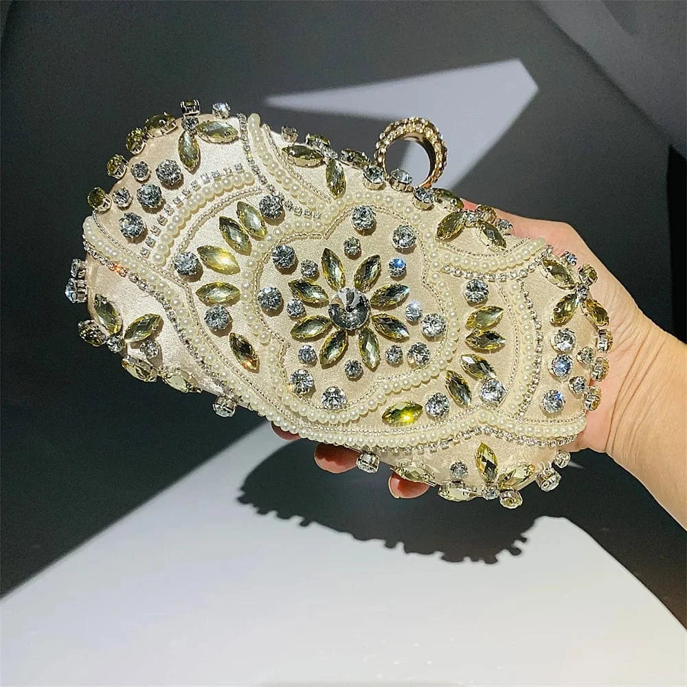 Luxury party elegant crystal handbag ladies bling purse diamond rhinestone envelope bag evening women's clutches
