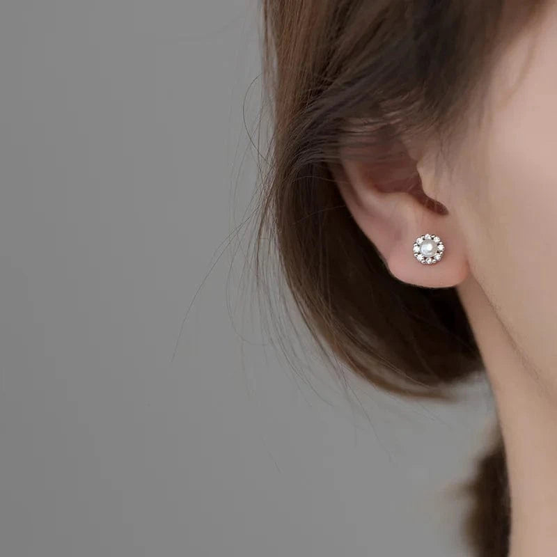 Luxury Quality Jewelry 925 Sterling Silver Cubic Zircon Freshwater Pearl Wedding Clip Earrings For Girls Women Gifts