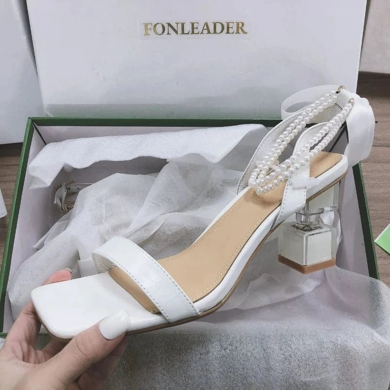 Luxury Style Lace up Real Leather Wedding Braid Shoes Strange Strappy Sandals White Heels for Lady