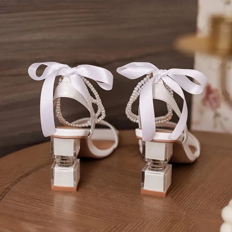 Luxury Style Lace up Real Leather Wedding Braid Shoes Strange Strappy Sandals White Heels for Lady