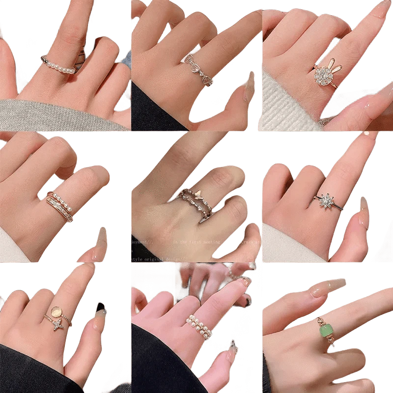 Luxury Zircon Heart Rings Opening Adjustable Weave Rhinestone Ring Engagement Wedding Jewelry Fashion for Women Girlfriend Gifts