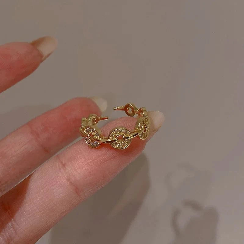Luxury Zircon Heart Rings Opening Adjustable Weave Rhinestone Ring Engagement Wedding Jewelry Fashion for Women Girlfriend Gifts
