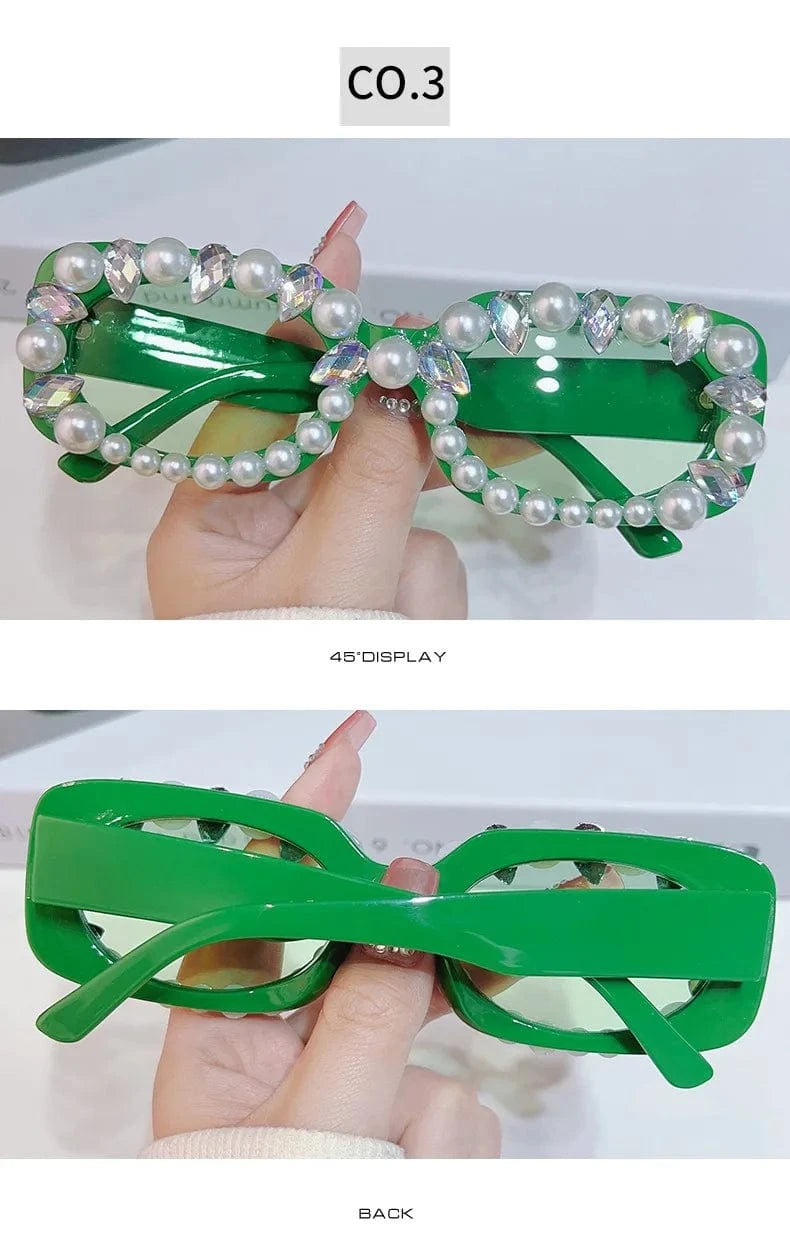 LvCong New designer sunglasses uv protection full frame plastic diamond small square frame women sunglasses for show