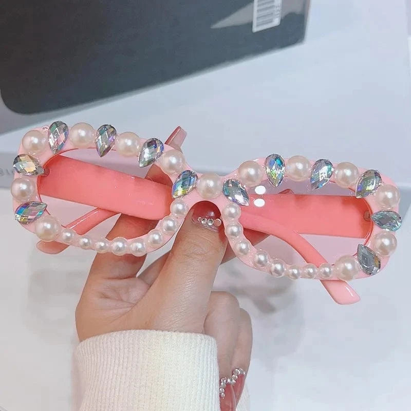 LvCong New designer sunglasses uv protection full frame plastic diamond small square frame women sunglasses for show