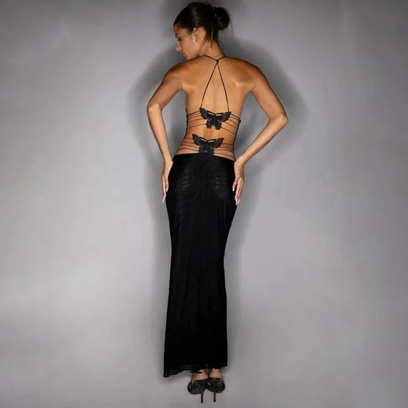Lygens 5526 Backless Butterfly Elegant Evening Party Dress Summer Streetwear Casual Clothing Summer New Party Club Outfits