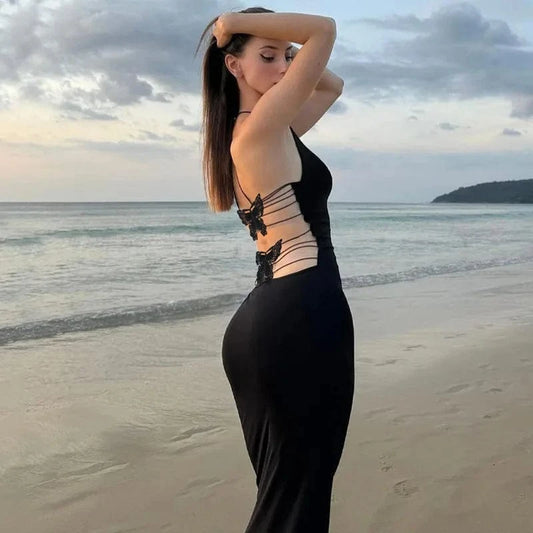 Lygens 5526 Backless Butterfly Elegant Evening Party Dress Summer Streetwear Casual Clothing Summer New Party Club Outfits