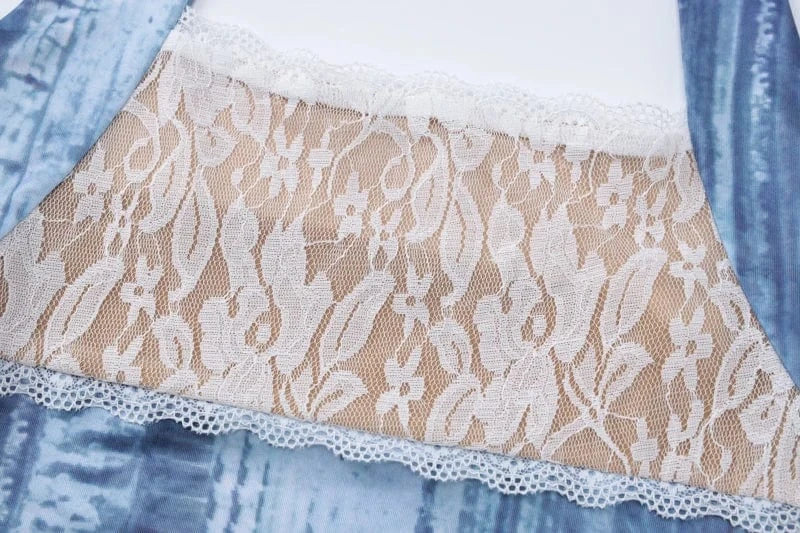 Lygens 5605 Halter Lace Slim See Through Highwaist Crop Top Mini Skirt Women'S Sets Elegant Evening Party Casual Cummer Clothes