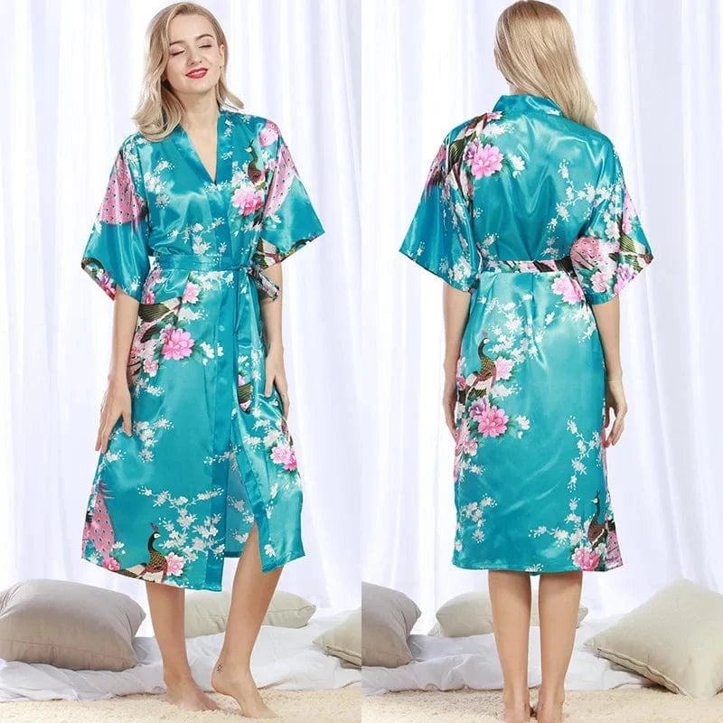 M / 05 Silk Kimono Robe Bathrobe Women Satin Robe Silk Night Sexy Robes Night Grow For Bridesmaid Summer Plus Size