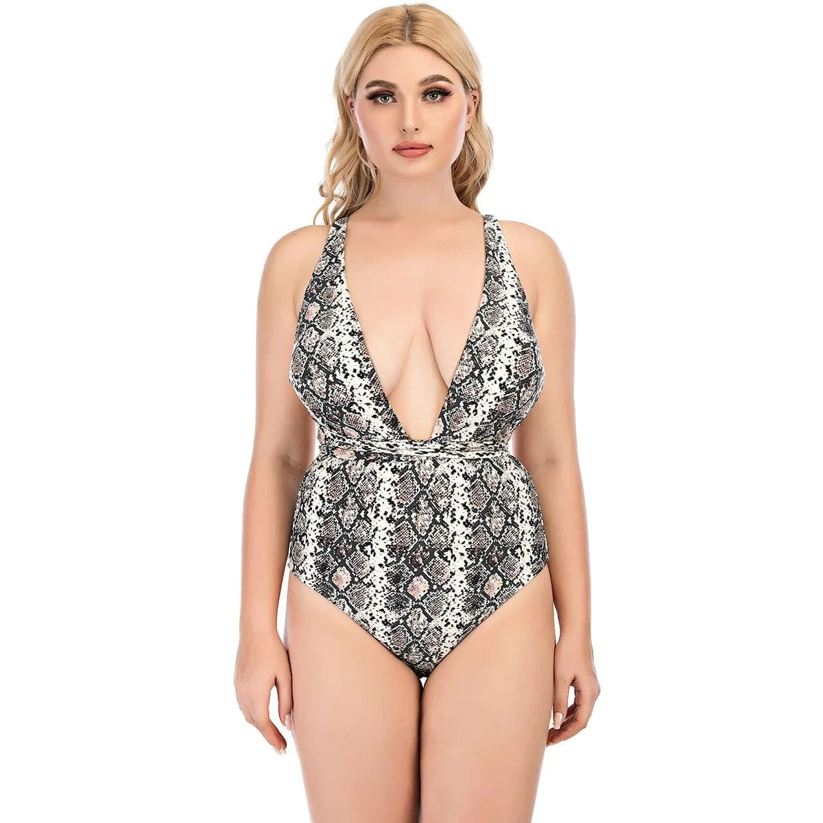M / 1 2022 Hot Seller Sexy Leopard Print Swimsuit Plus Size Swimwear Lace Up one piece bikini