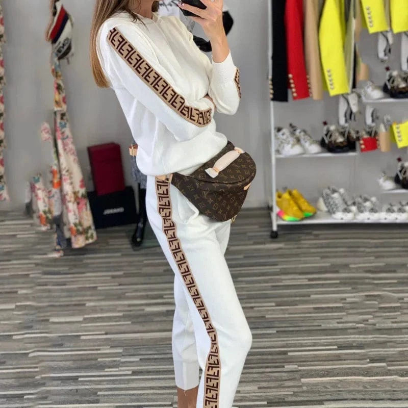 M / 1 2024 Fashion Design Autumn New Women's Hooded Sweatshirt 2 Pieces Clothing Lady Casual Wear