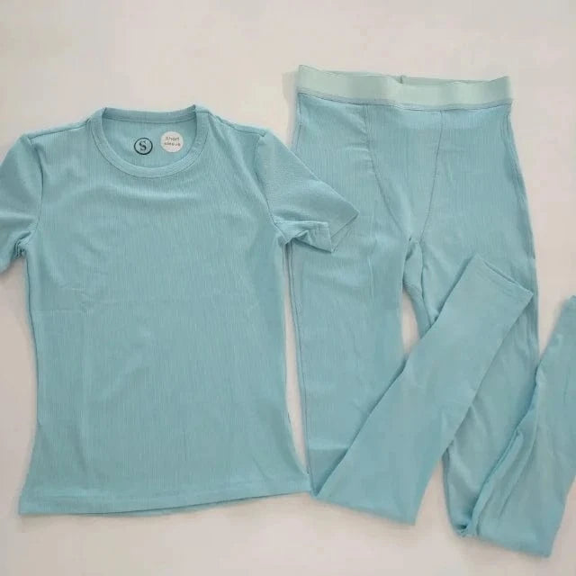 M / 4 YOKE Custom Logo Color Skinny Ribbed Shirt and Shorts Set women Leggings for Women Skim Loungewear Women's Sets