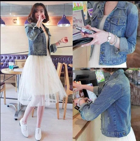 M / BCF01-941 S-XXL Wholesale Solid Blue Women Denim Jacket Fashion Women Clothing Denim Jean Jacket for Women 0.6kg Per Pc