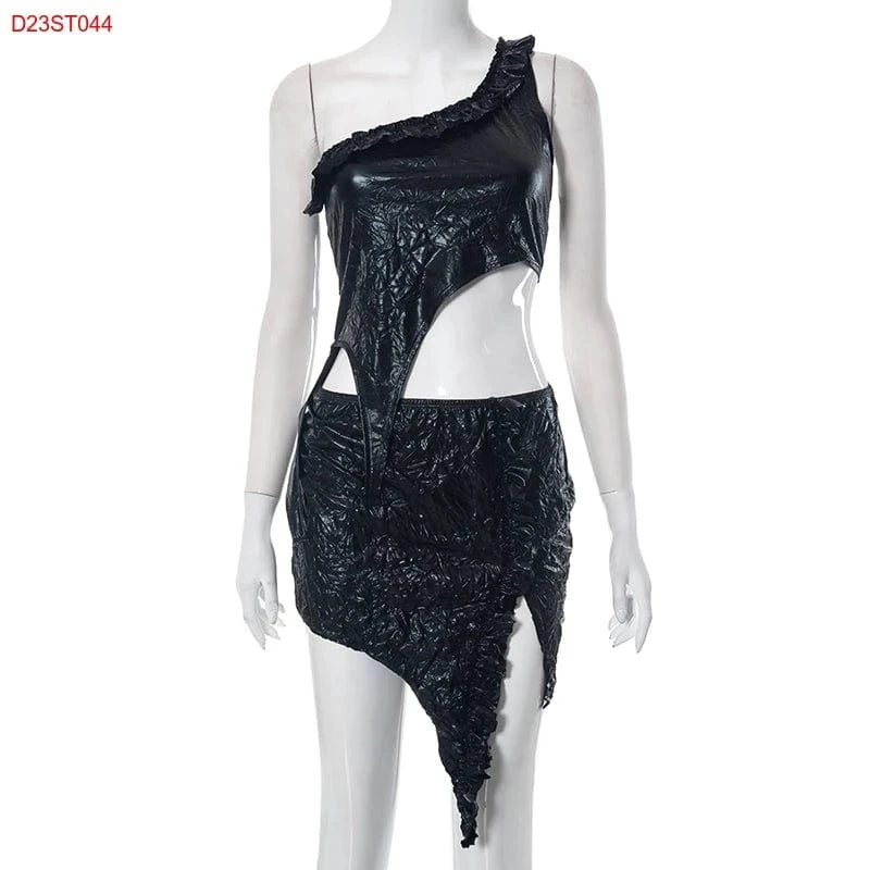 M / Black Bomblook D23ST044 New Sexy Club Two Piece Set Women Clothing Summer 2024 Skirt Top Set For Women