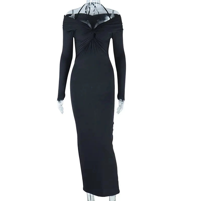 M / Black Fashionable Wedding Elegant Women Solid Color Bodycon One Shoulder Dress