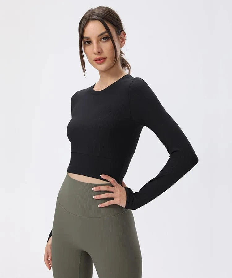 M / Black long sleeve top Luluyun women gym fitness sets clothing Yoga Pants sports bra and legging  workout sets