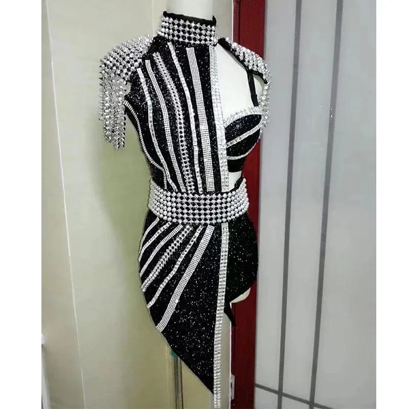 M / Black NOVANCE Y2582-C summer dresses women 2024 two piece set women clothing sexy club designer bikini set sparkly for cocktail