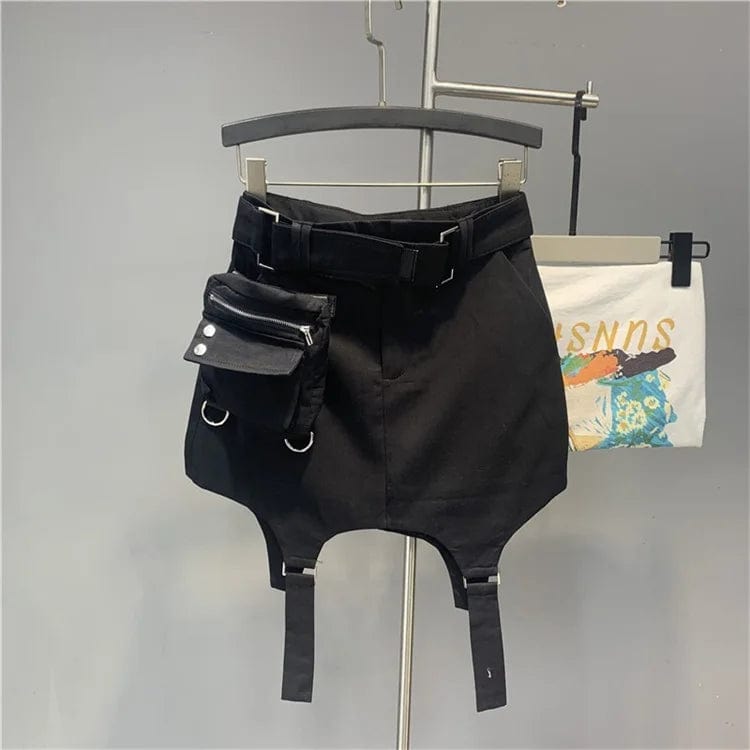 M / Black Orange Skirt Women 2024 Summer New High Waist Casual Sports Skirts Sexy A- Line Short Skirt Femme With Belt