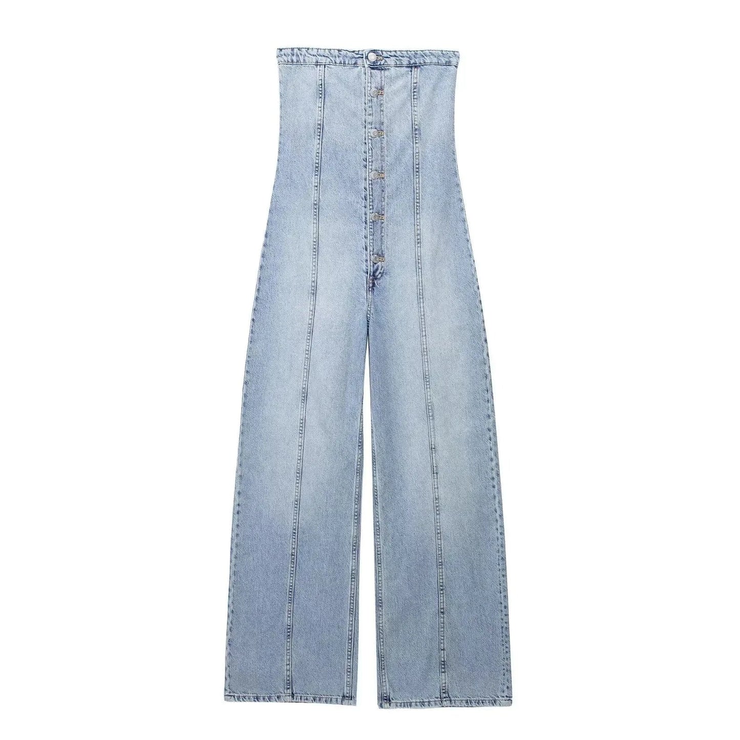 M / Blue Trendy Unique Fashion Casual Sexy Summer Jumpsuits Sleeveless One Piece Denim Jeans Jumpsuit Woman Lady Jumpsuit For Women