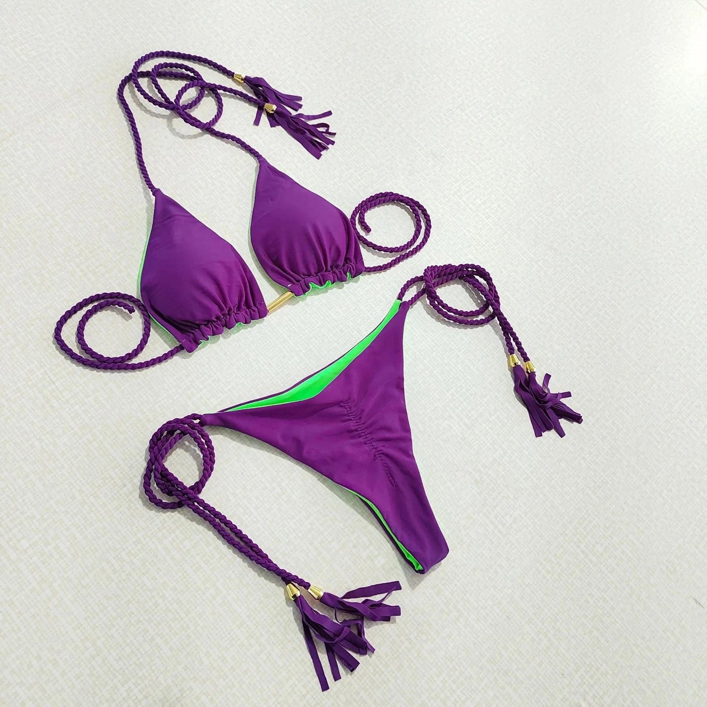 M / dark Purple Ready to ship summer beachwear 2 piece set bikinis bathing suit swimsuits for women 2024
