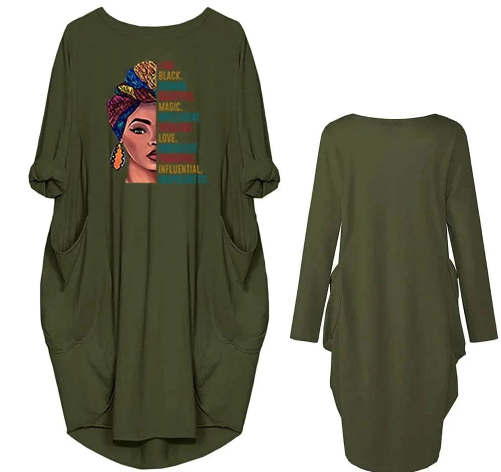 M / F-8010 GREEN Liu Ming Fashion Sexy Women Birthday Party Clothes Printed Long Clothing Casual Midi Dress