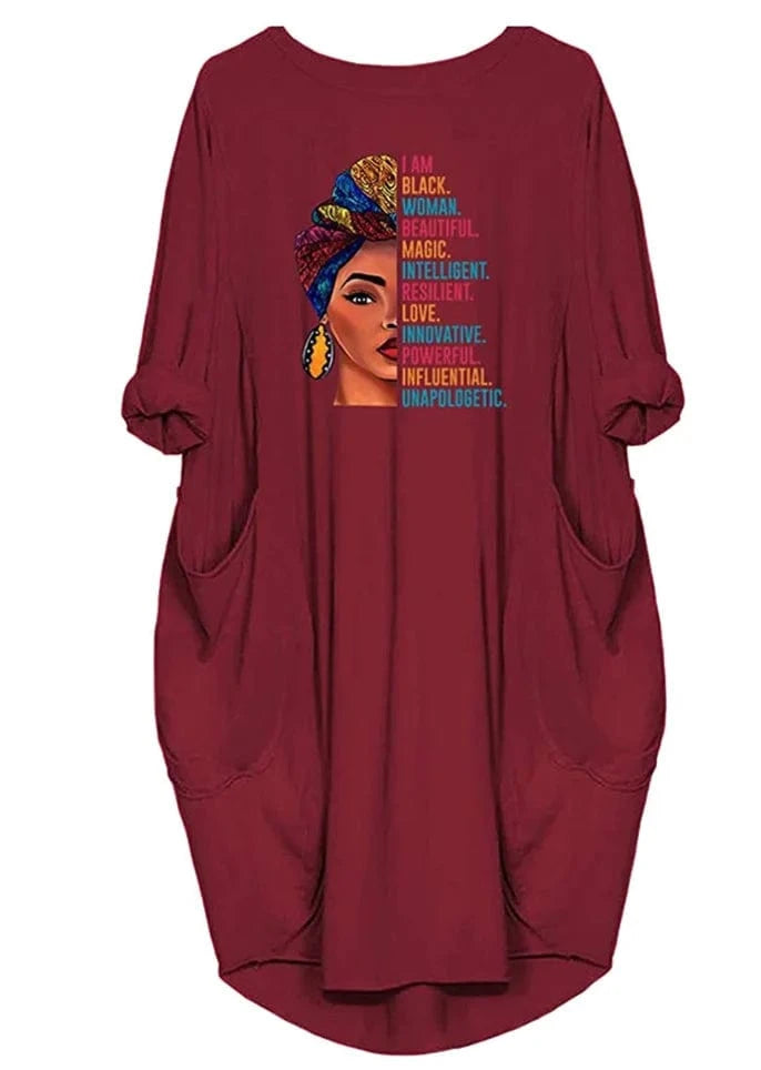 M / F-8010 WINE RED Liu Ming Fashion Sexy Women Birthday Party Clothes Printed Long Clothing Casual Midi Dress
