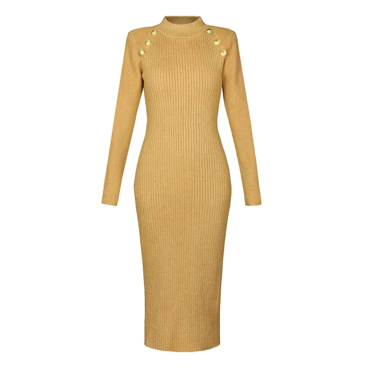 M / Golden 2024 new arrivals spring collection women stand collar fall knitted sweater dresses