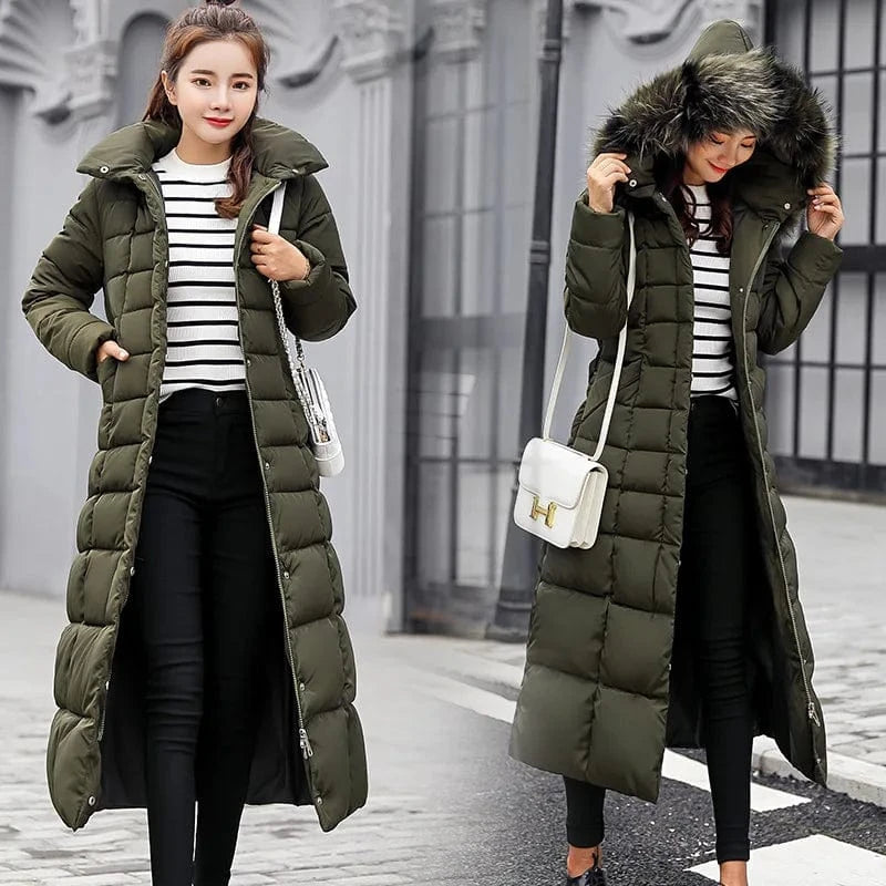 M / Green Women Clothing Winter Jacket Women Parkas Long Coat Female Hooded Clothes Korean Style Coats Mujer Chaqueta