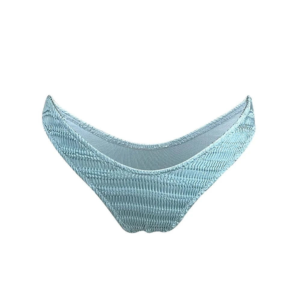 M / Light Blue 2 bottom New Design 2024 swimwear Bikinis Eco Friendly fabric Sexy Swimsuit Women beach recycle crinkle Bikini