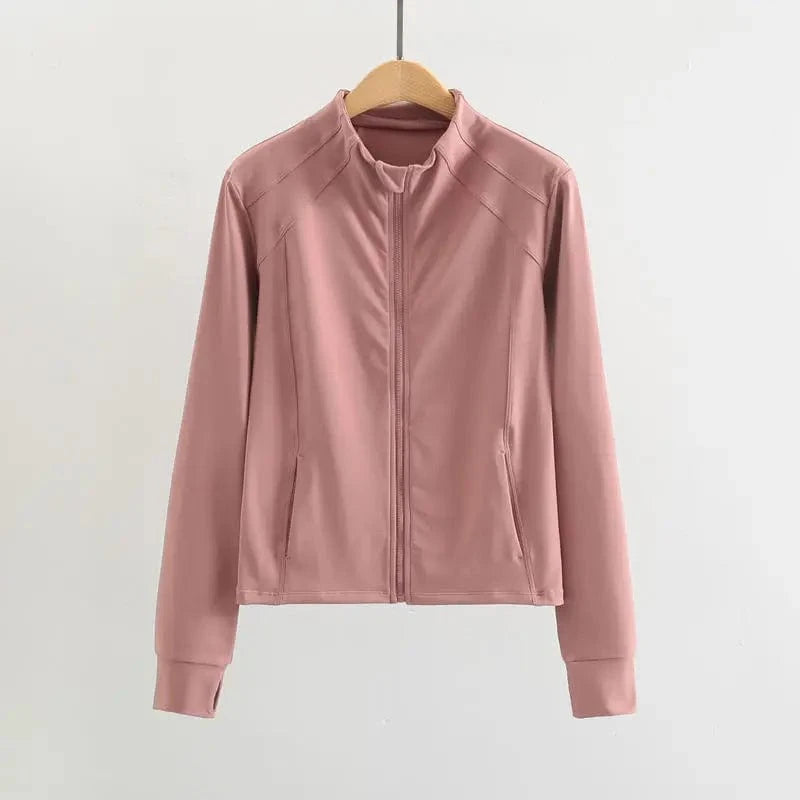 M / lilac Hot selling 2024 new Women Front Zipper Compression Thermal Fleece Running Fitness Jacket
