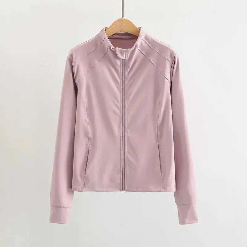 M / pink Hot selling 2024 new Women Front Zipper Compression Thermal Fleece Running Fitness Jacket