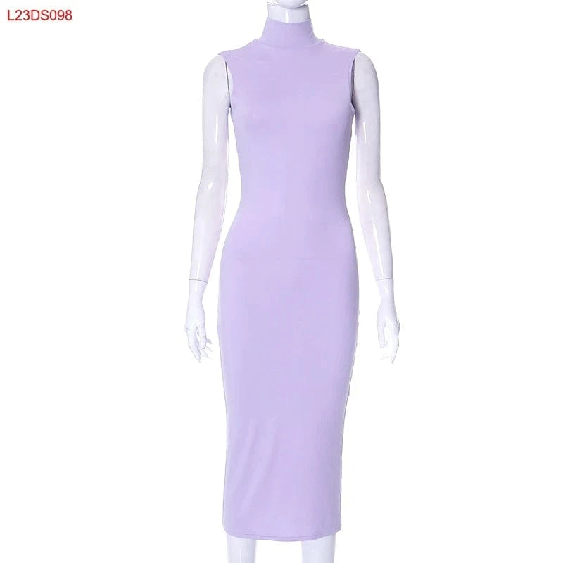M / Purple Bomblook L23DS098 2024 Summer Sleeveless Halter Dresses Women Casual Sexy Dress Maxi Dress