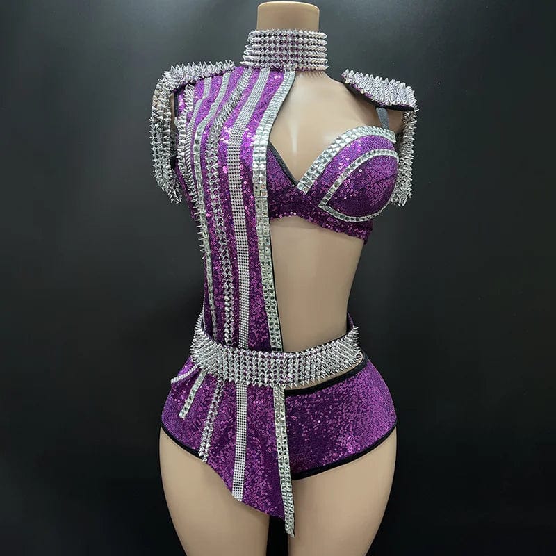 M / Purple NOVANCE Y2582-C summer dresses women 2024 two piece set women clothing sexy club designer bikini set sparkly for cocktail