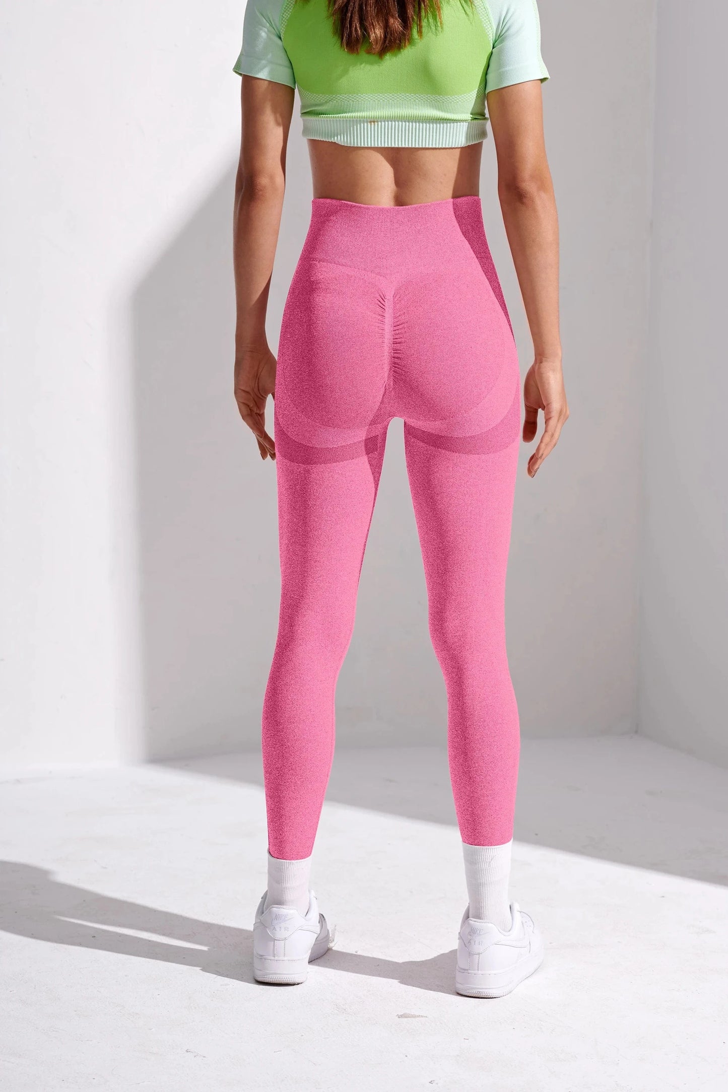 M / rose Spot Wholesale 6 Color Ladies High Waist Breathable Sport Pants Fitness Yoga Legging
